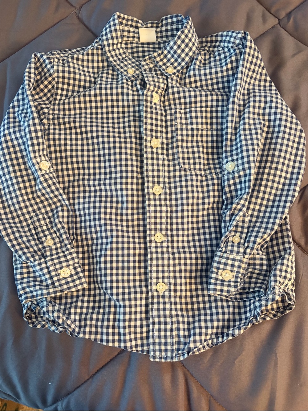 GAP Boys Blue and White Gingham Button-Down Shirt